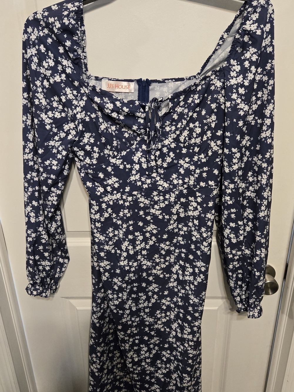 JJs House Navy Blue and White Floral Midi Dress